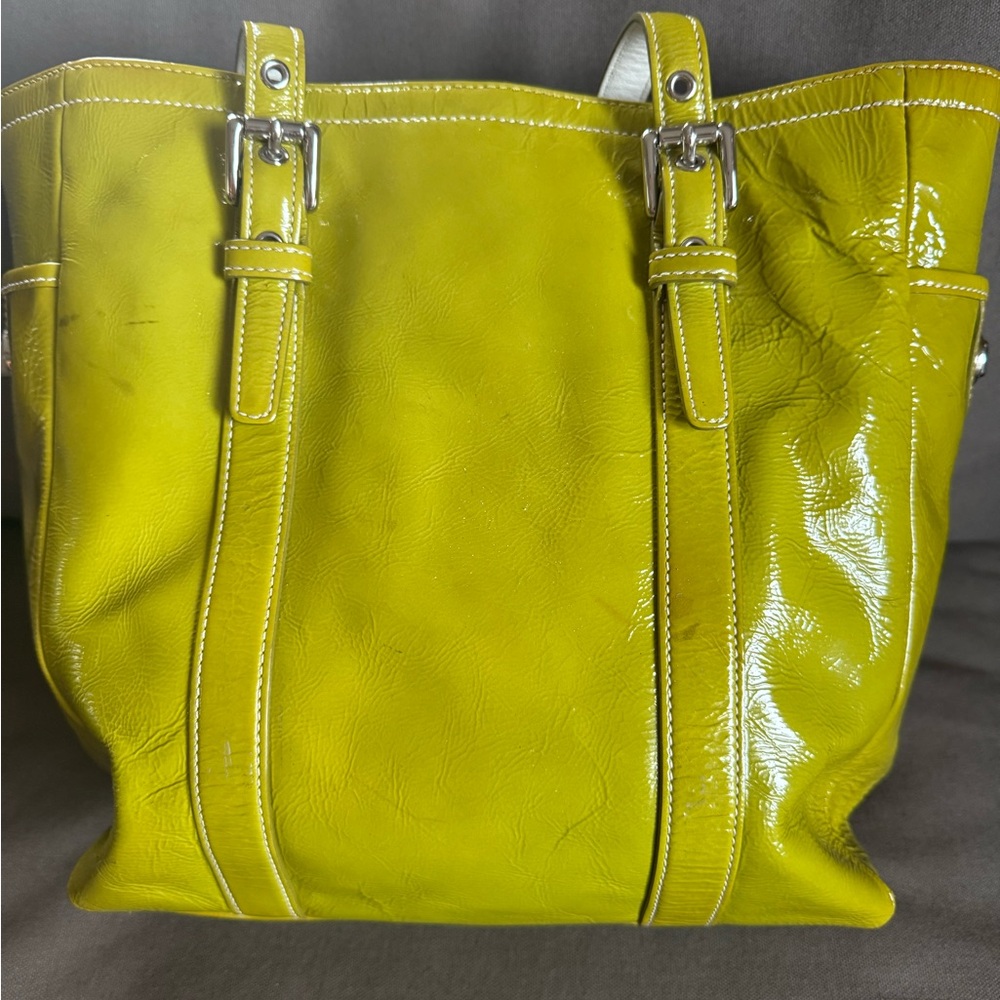 Coach Olive Green Patent Leather Tote - Picture 5 of 8